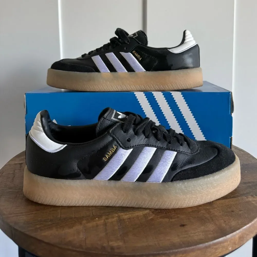Adidas Sambae Black/White Embroidered Stripes/Gum